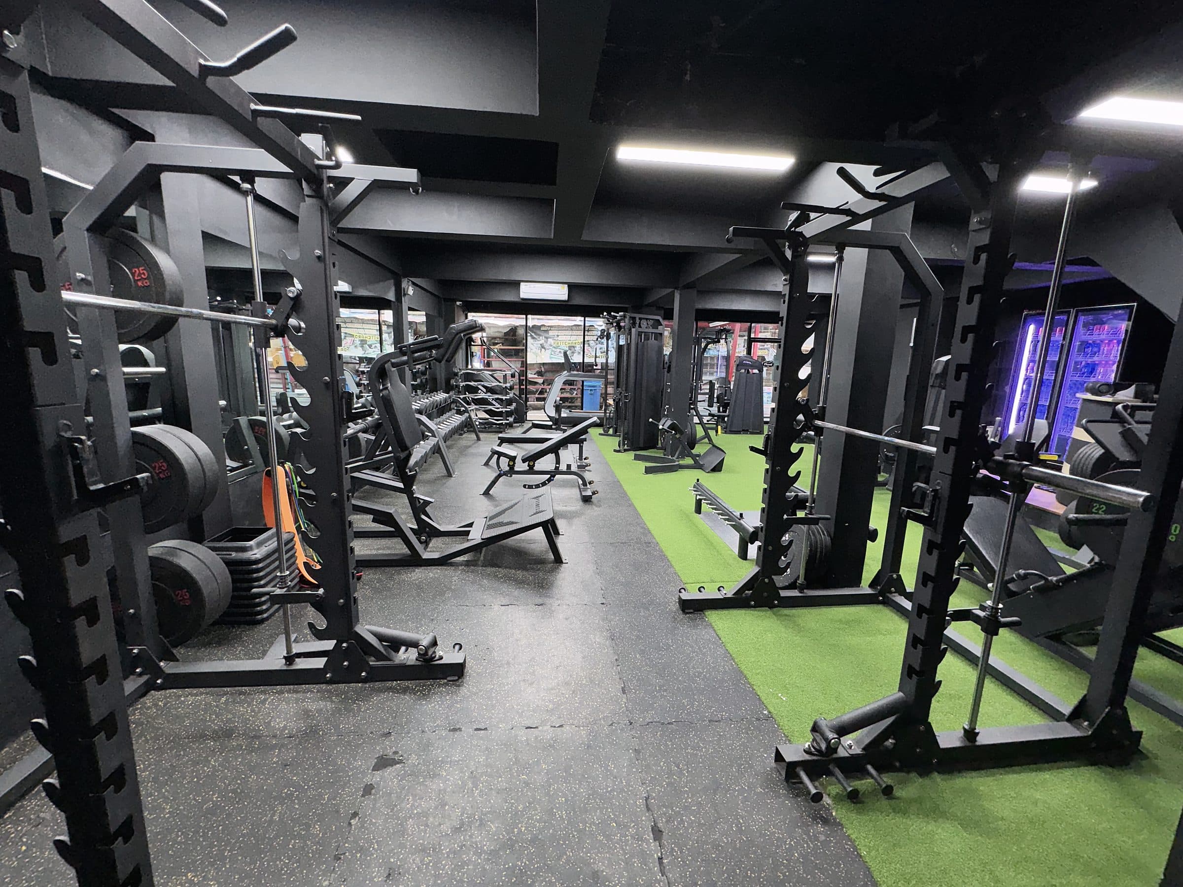 Power racks and the training floor at Nordic gym